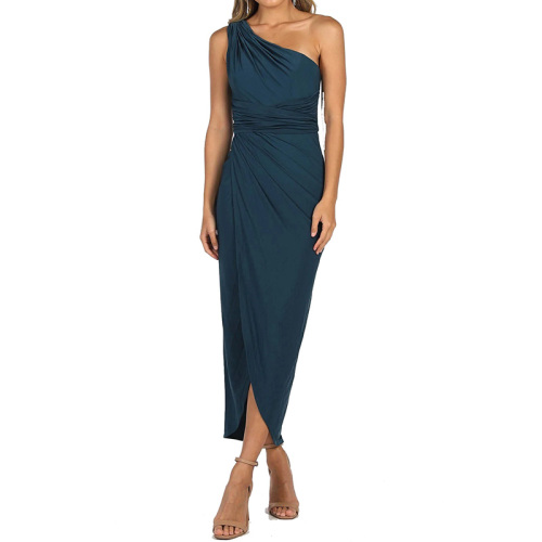 Custom womens one shoulder midi jersey dress