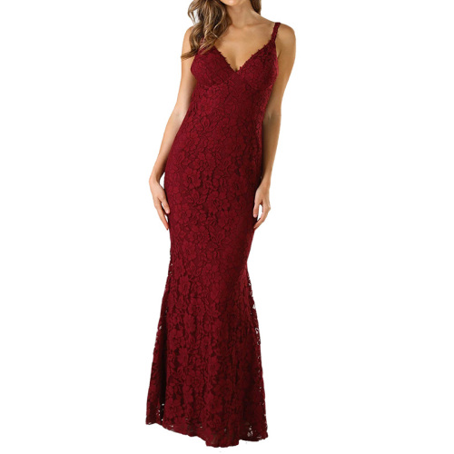 Maxi lace dress sleeveless for women