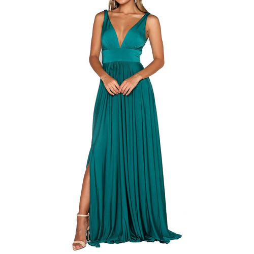 V neck formal maxi party dress for women