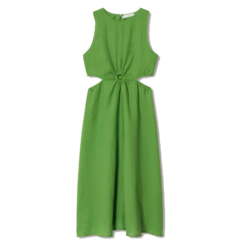 Linen summer midi dress for women