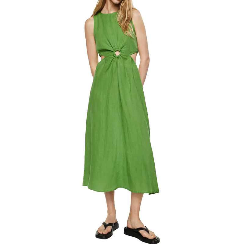 Linen summer midi dress for women