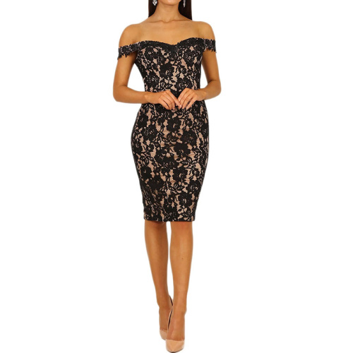 Black off the shoulder lace dress