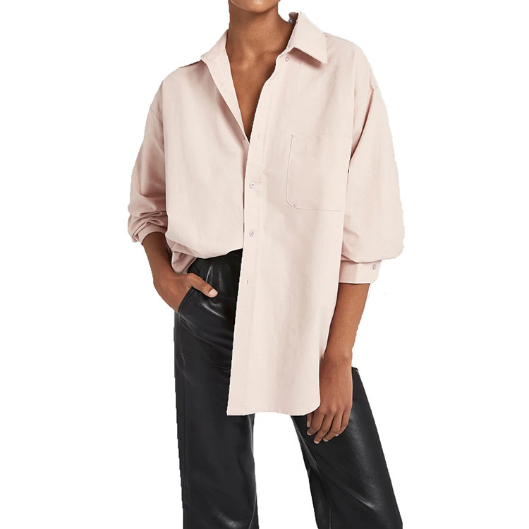 Oversized button down cotton shirt women