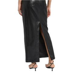 Ladies black long maxi leather skirt