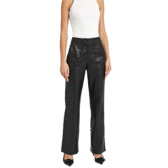 Ladies straight leg black leather trousers