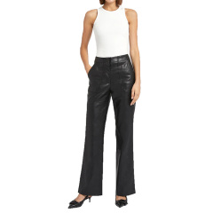 Ladies straight leg black leather trousers