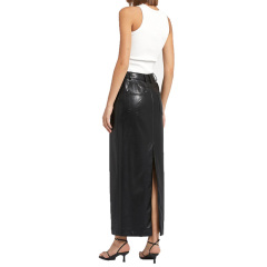 Ladies black long maxi leather skirt