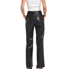 Ladies straight leg black leather trousers