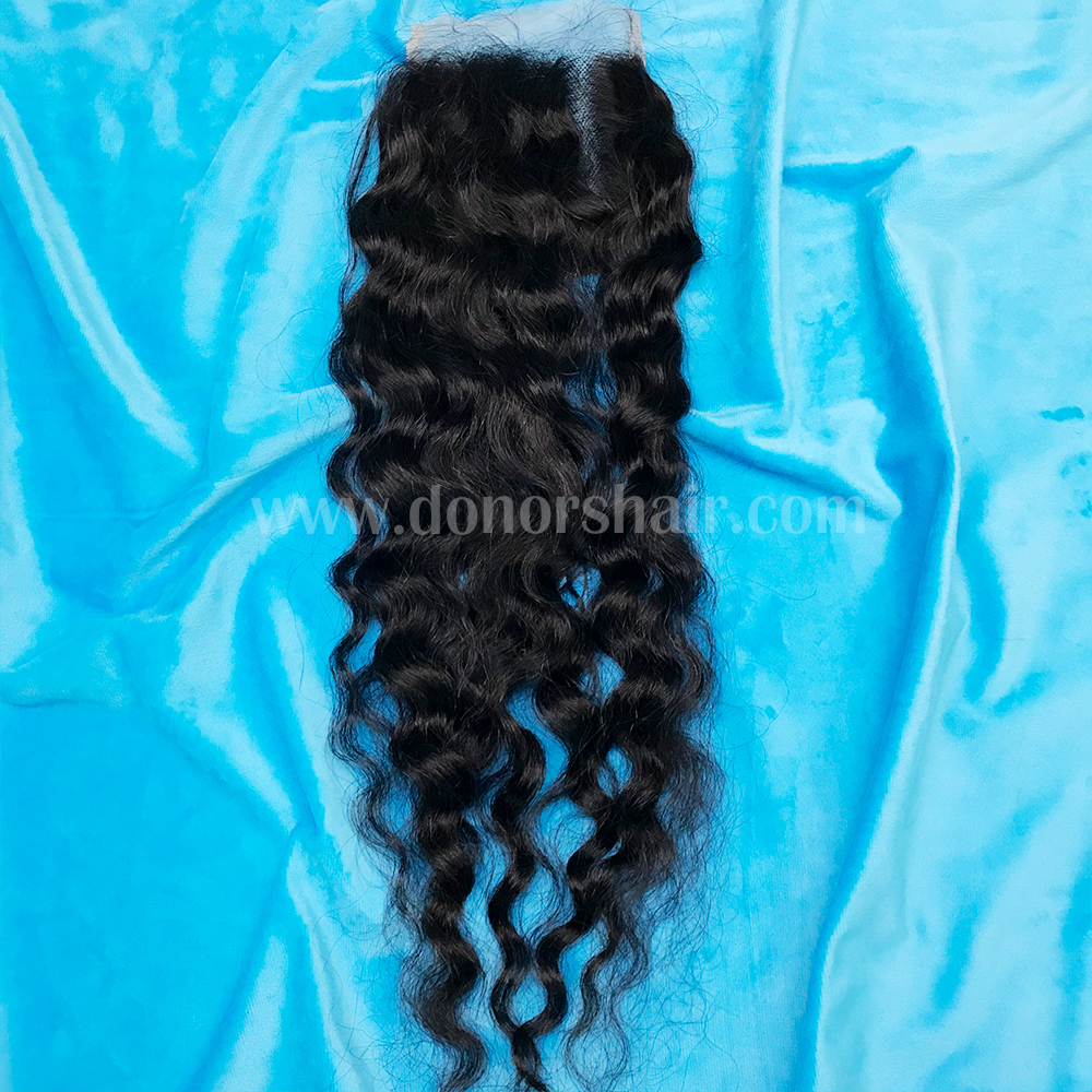 Donors Burmese Curly Raw Hair 4x4 Transparent Lace Closure