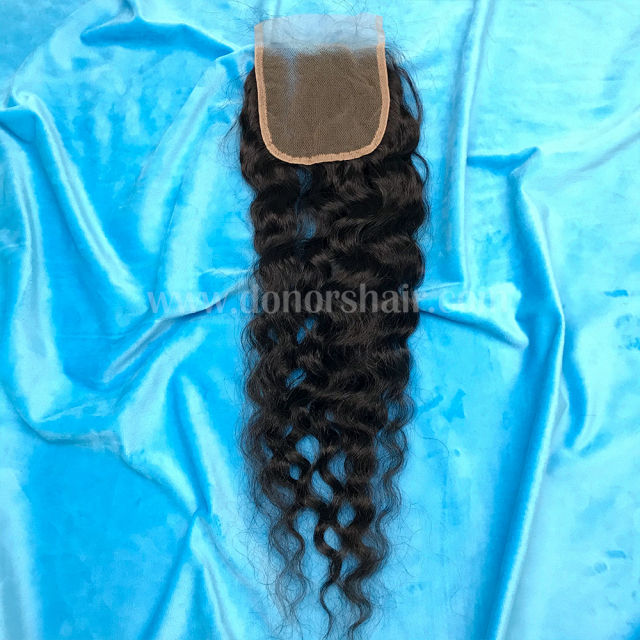 Donors Burmese Curly Raw Hair 4x4 Transparent Lace Closure