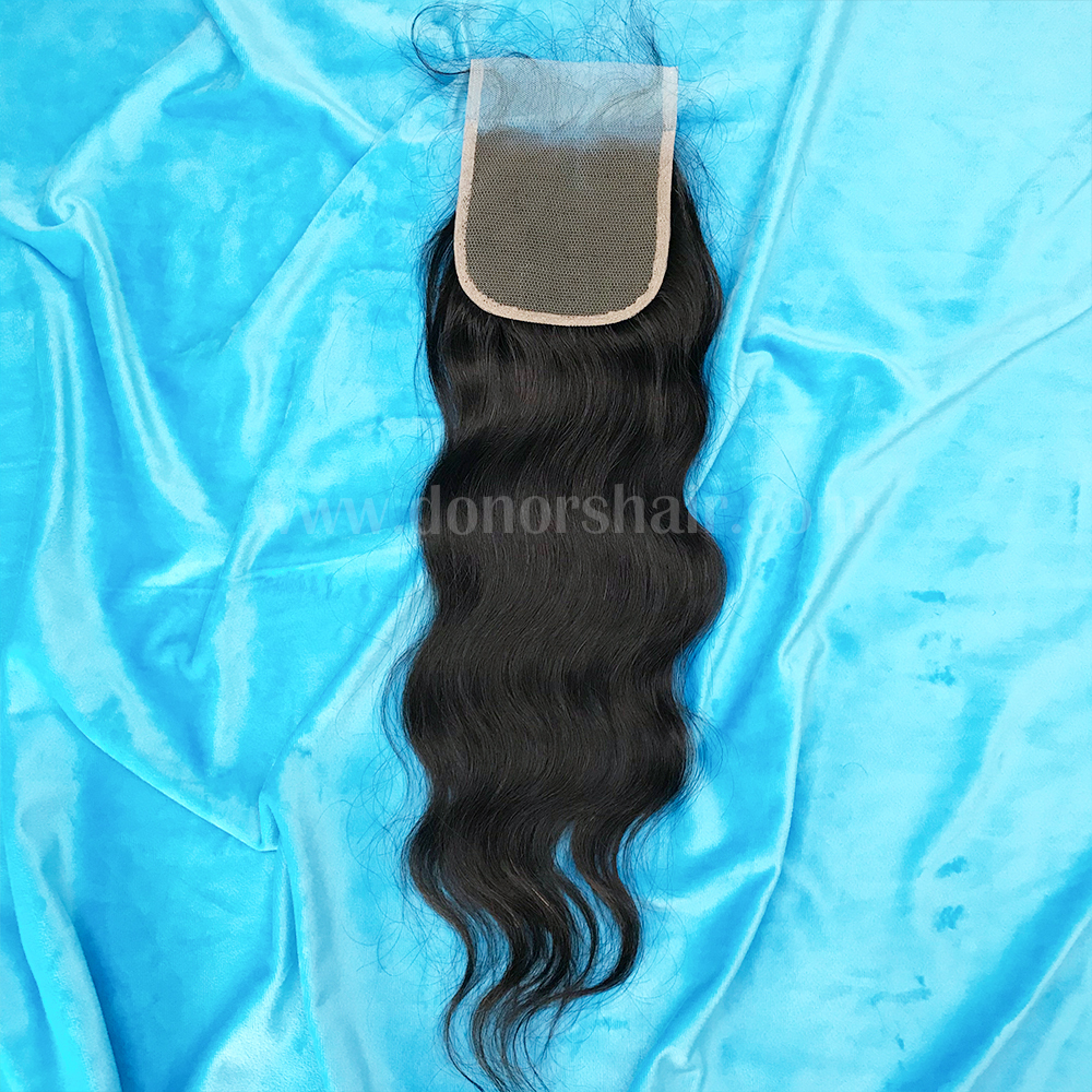 Donors Raw Hair Indian Wavy 4x4 Transparent Lace Closure Closure