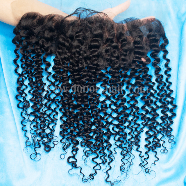 Donors Mink Curly Hair 13x4 Transparent Lace Frontal