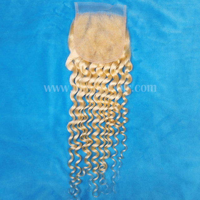 Donors 613 Blonde Color Deep Wave 4x4 Transparent Lace Closure