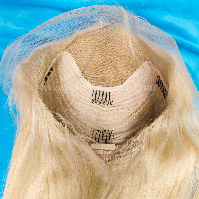 Donors#613 Blonde Straight Transparent Lace Frontal Pre-made Wig