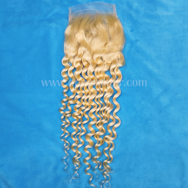 Donors 613 Blonde Color Deep Wave 4x4 Transparent Lace Closure