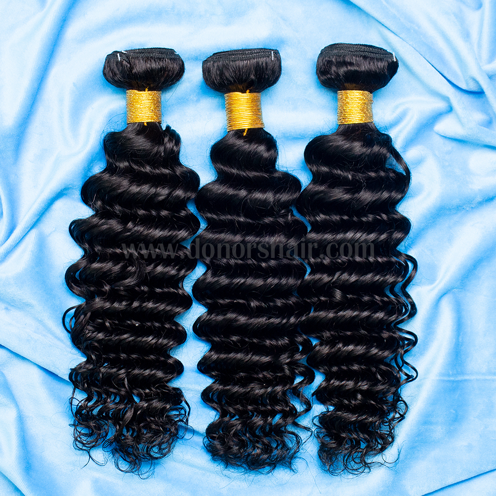 Donors 12A High Quality Deep Wave Mink Human Hair Bundle Weave for Sew In