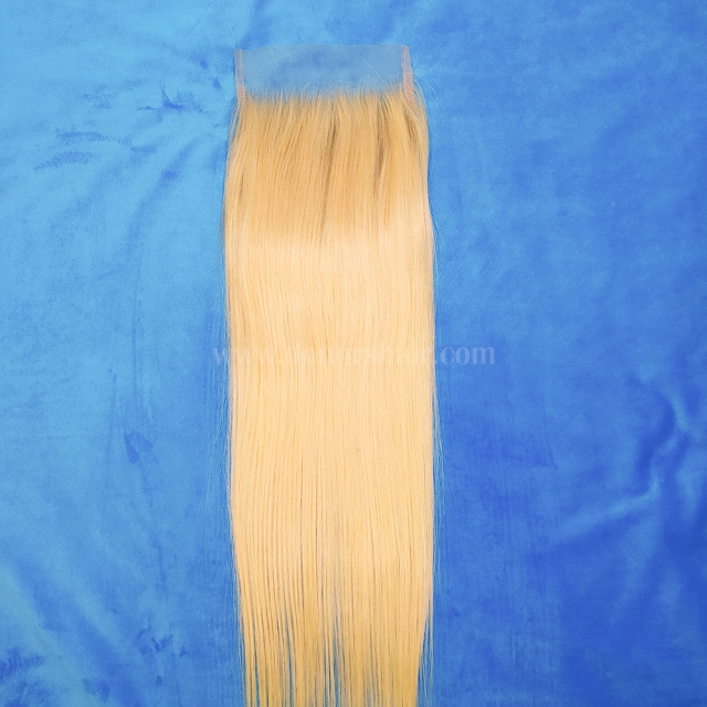 Donors Straight Hair 613 Blonde Color 5x5 Transparent Lace Closure