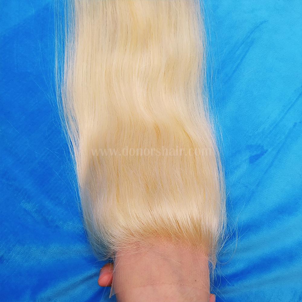 Donors 613 Blonde Color Straight Hair 4x4 Transparent Lace Closure