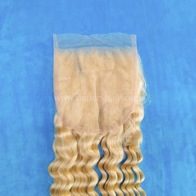 Donors #613 Blonde Color Deep Wave 5x5 Transparent Lace Closure