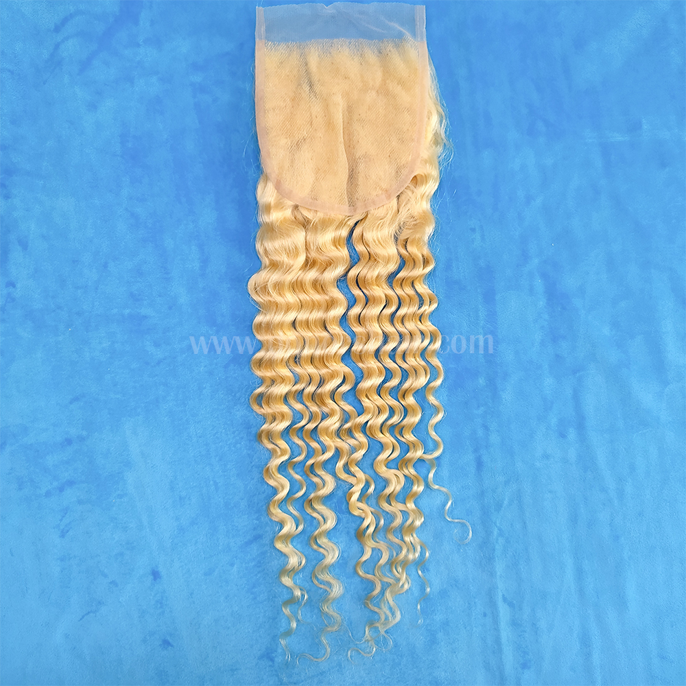 Donors #613 Blonde Color Deep Wave 5x5 Transparent Lace Closure