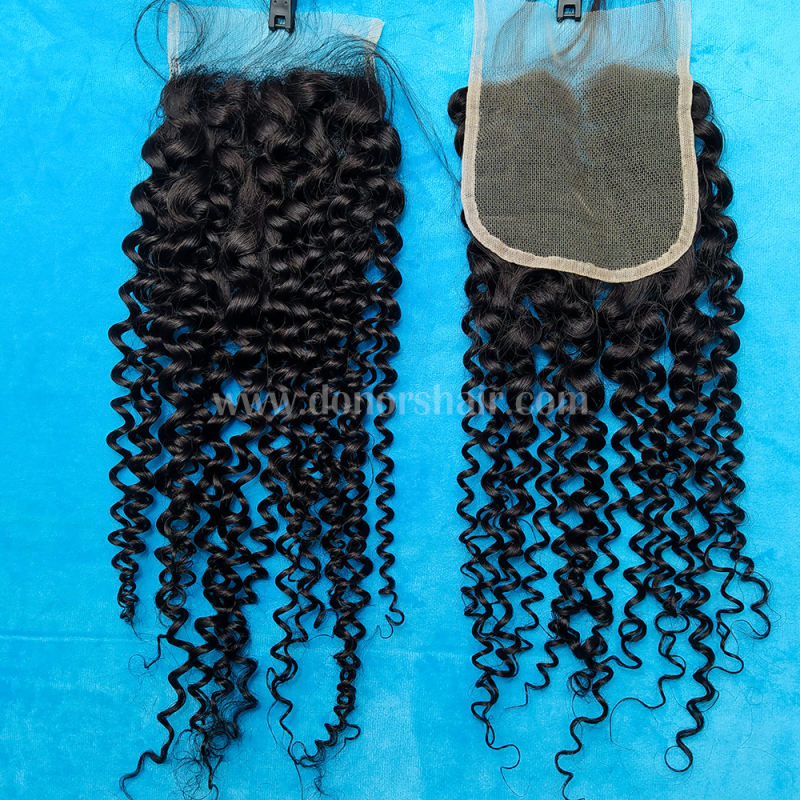 Donors Mink Curly Hair 4x4 Transparent Lace Closure