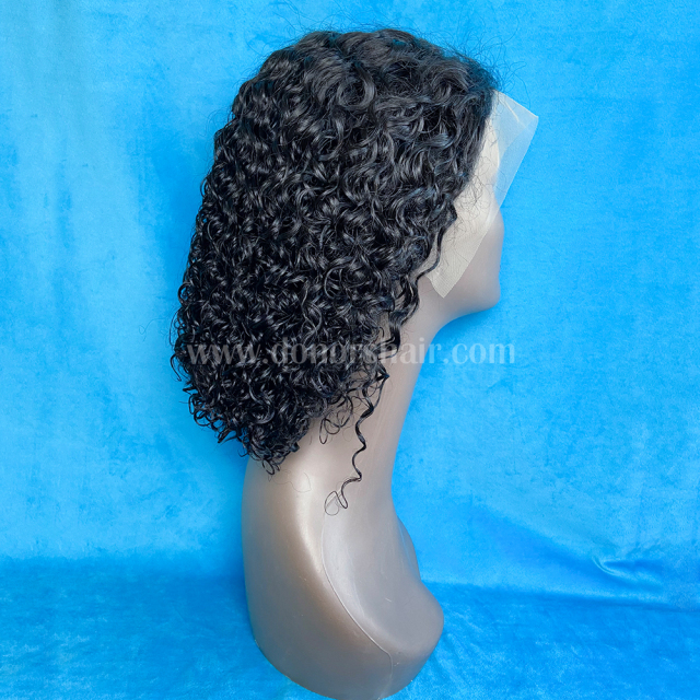 Donors Curly Bob Frontal Transparent Lace Wig 100% Human Hair