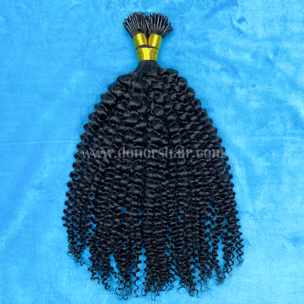 Donors Mink I Tip Kinky Curly Hair Extension100 roots/pack