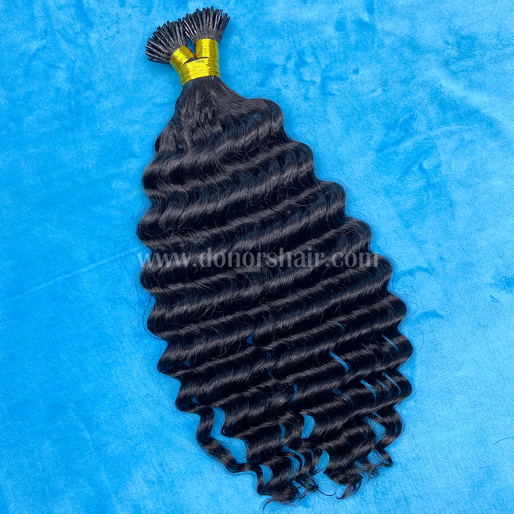 Donors Mink I Tip Deep Wave Hair Extension 100 roots/pack
