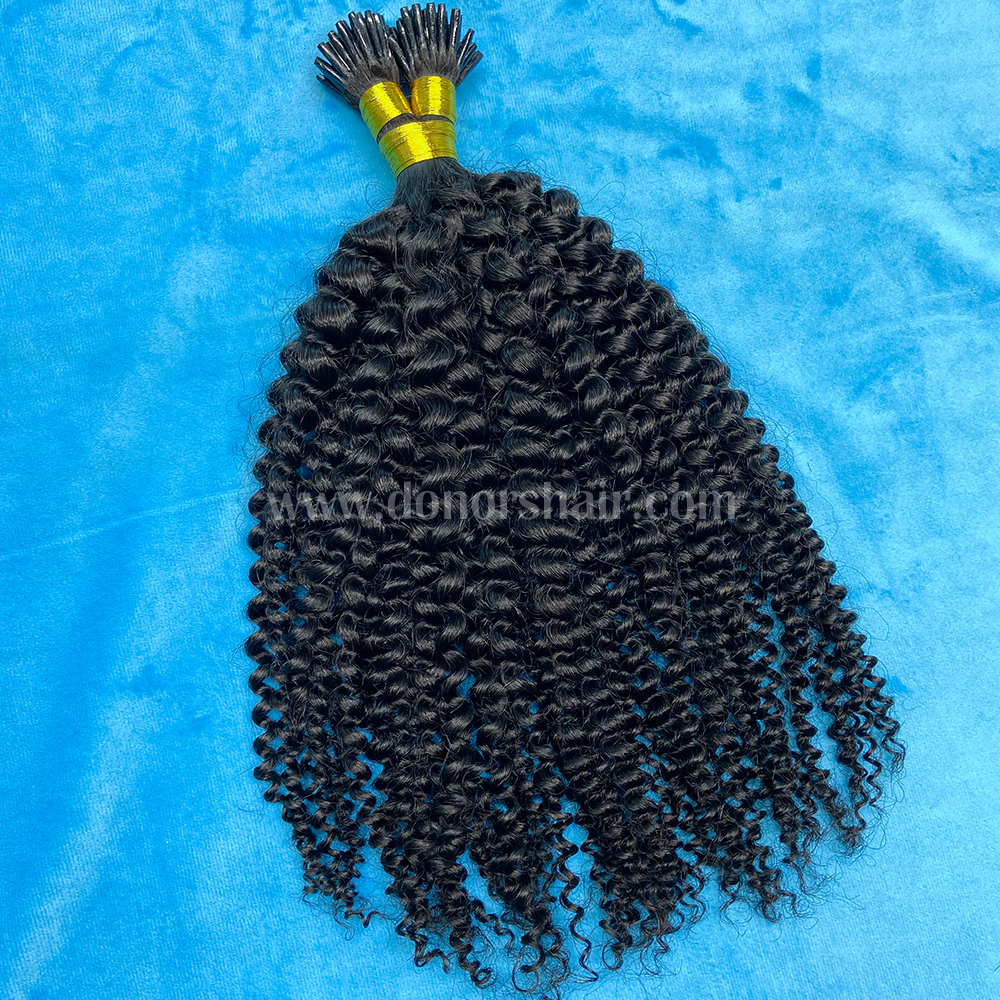 Donors Mink I Tip Kinky Curly Hair Extension100 roots/pack