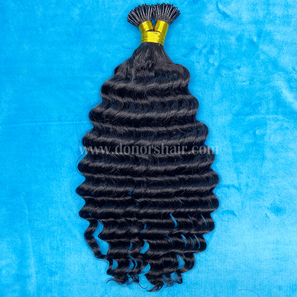 Donors Mink I Tip Deep Wave Hair Extension 100 roots/pack