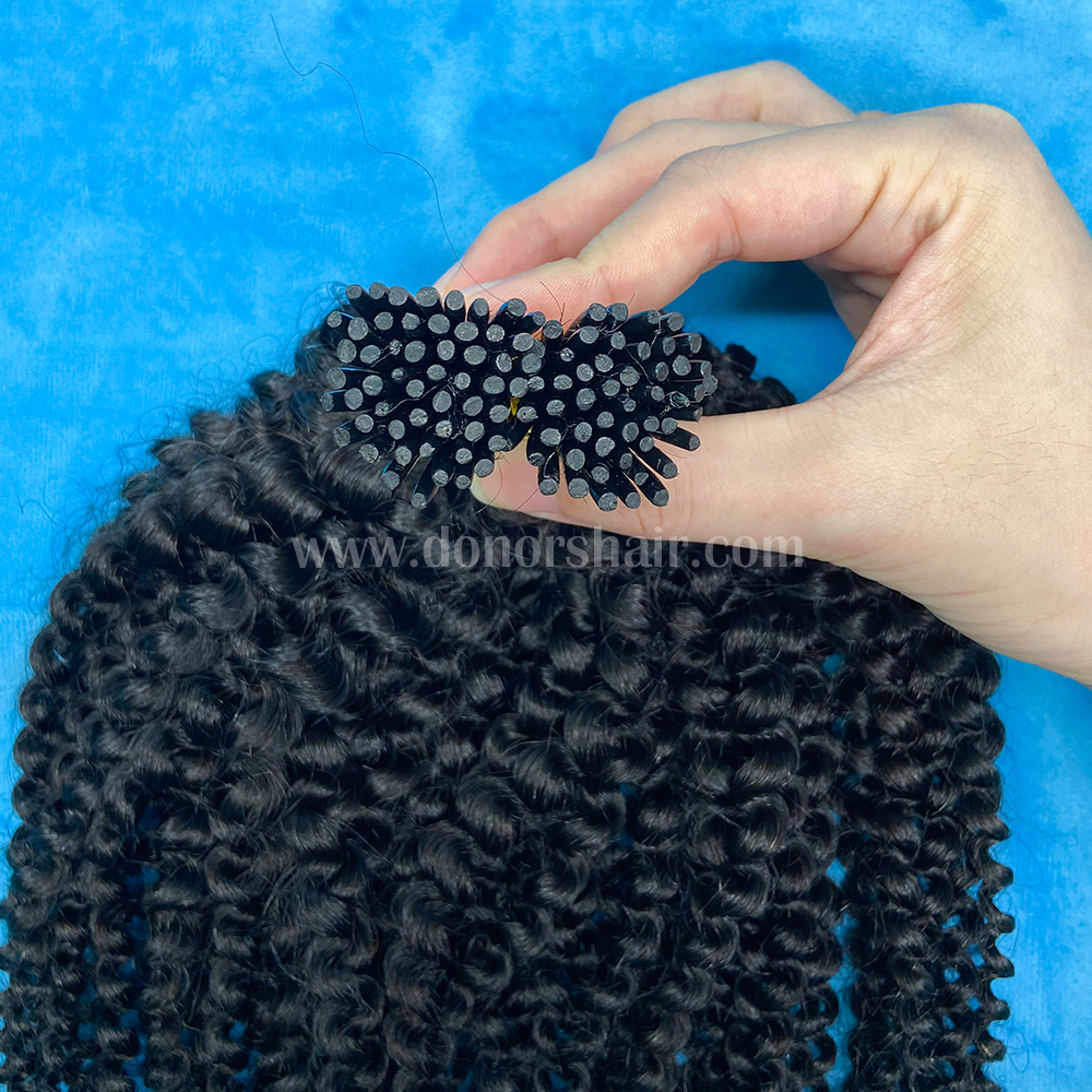 Donors Mink I Tip Kinky Curly Hair Extension100 roots/pack