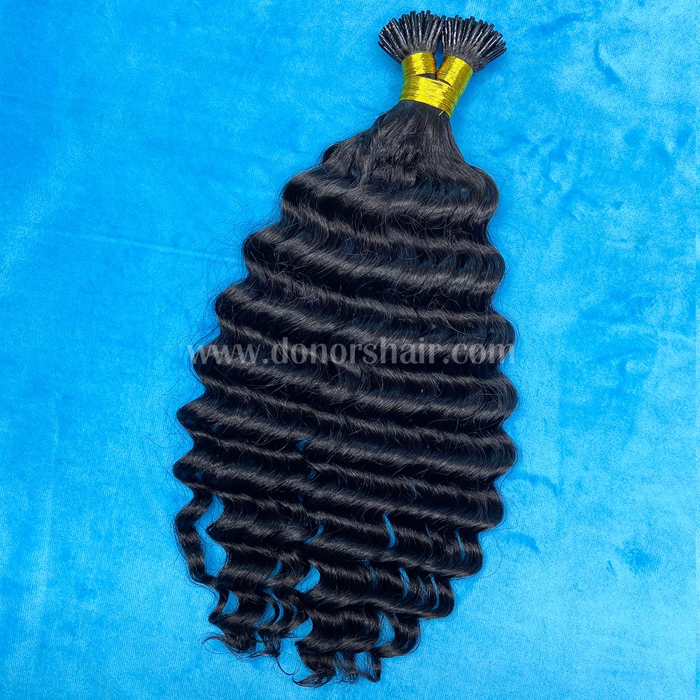 Donors Mink I Tip Deep Wave Hair Extension 100 roots/pack