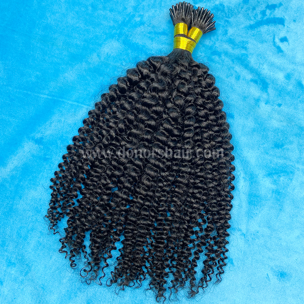 Donors Mink I Tip Kinky Curly Hair Extension100 roots/pack