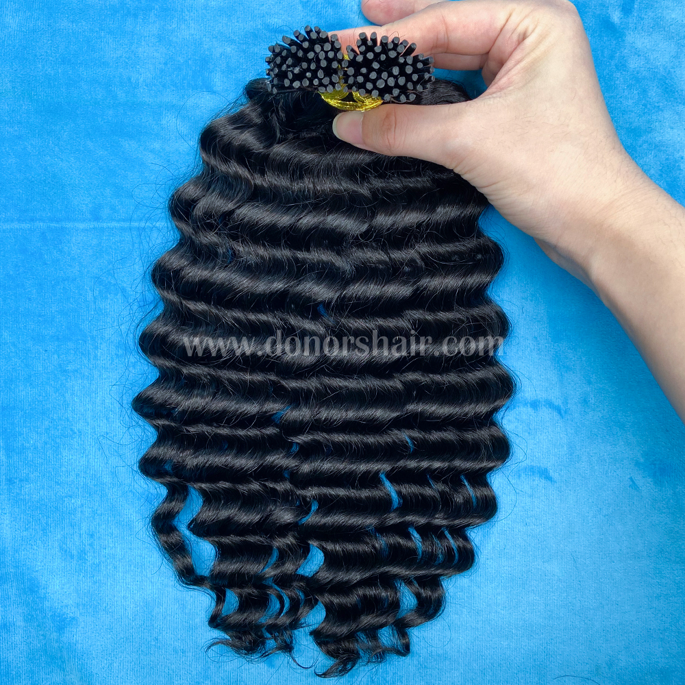Donors Mink I Tip Deep Wave Hair Extension 100 roots/pack