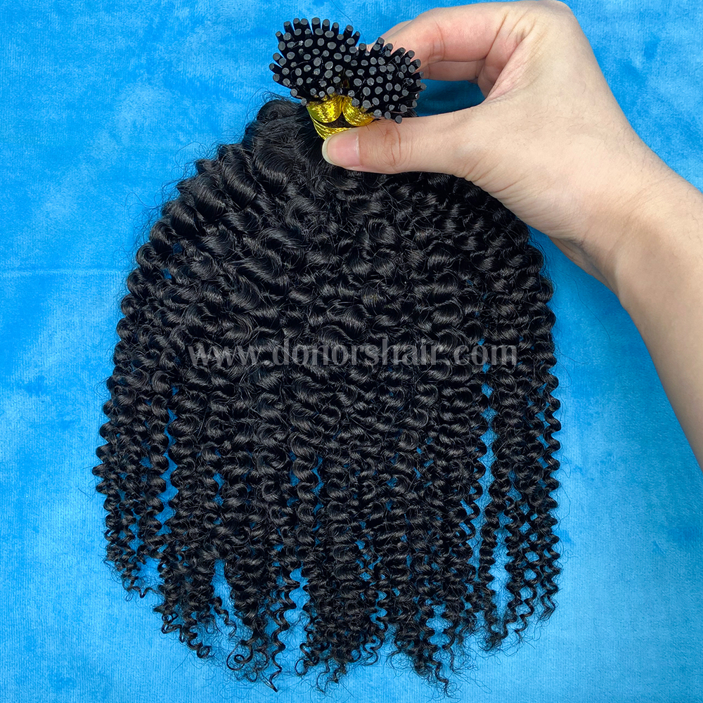 Donors Mink I Tip Kinky Curly Hair Extension100 roots/pack