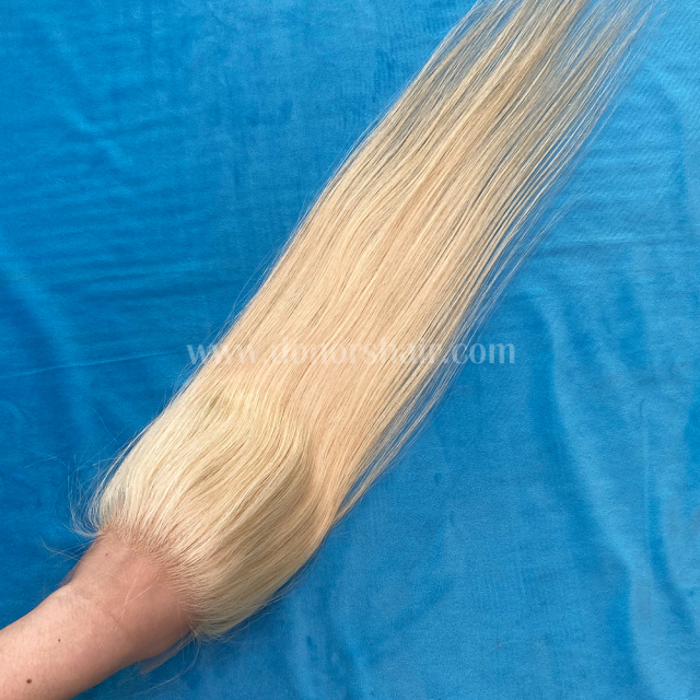 Donors Straight Hair Blonde #613 Color 4x4 HD Lace Closure