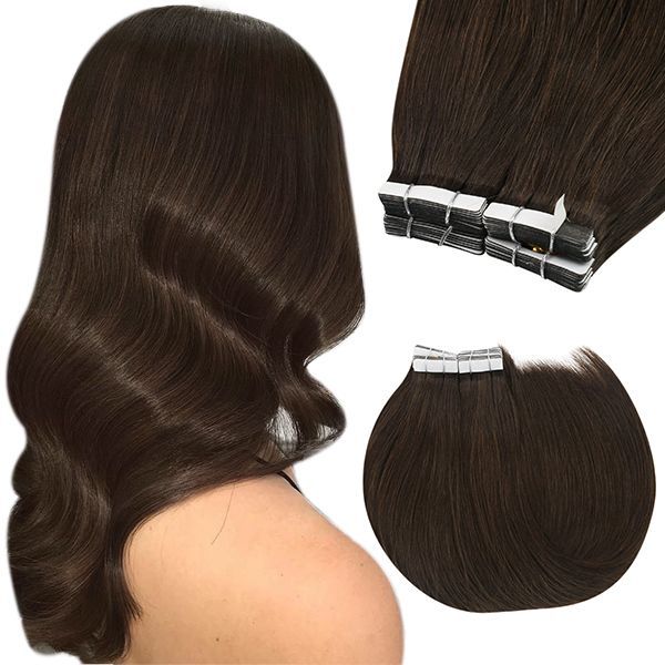 Donors 16"-30" Tape in Hair Extensions Darkest Brown Color #2  20pcs/pack