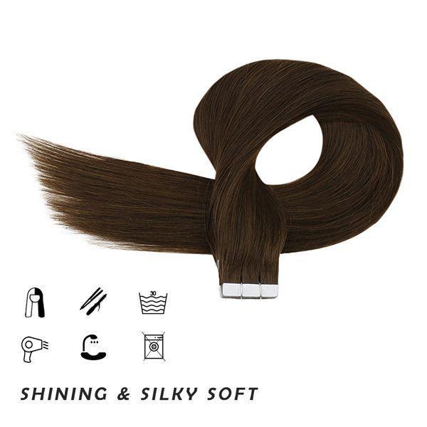 Donors 16"-30" Tape in Hair Extensions Darkest Brown Color #2  20pcs/pack