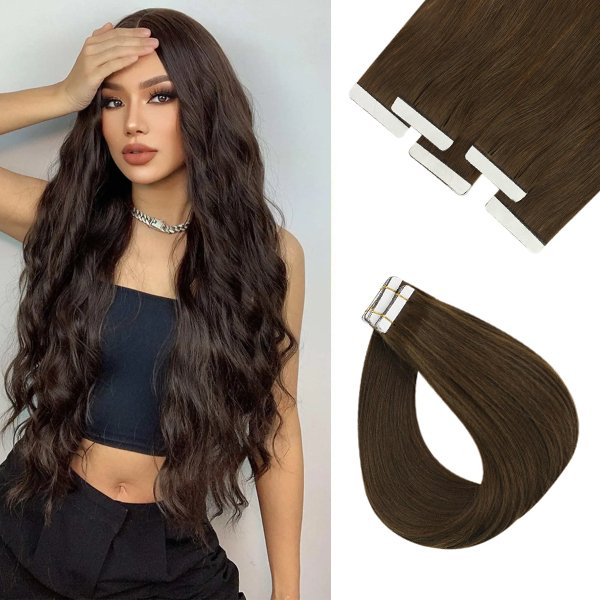 Donors 18"-30" Tape in Hair Extensions Darkest Brown Color #2 20pcs/pack