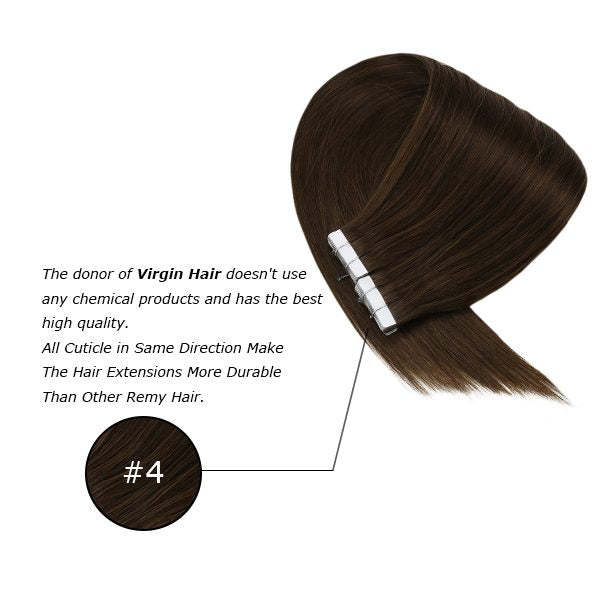 Donors 18"-30" Tape in Hair Extensions Darkest Brown Color #2 20pcs/pack