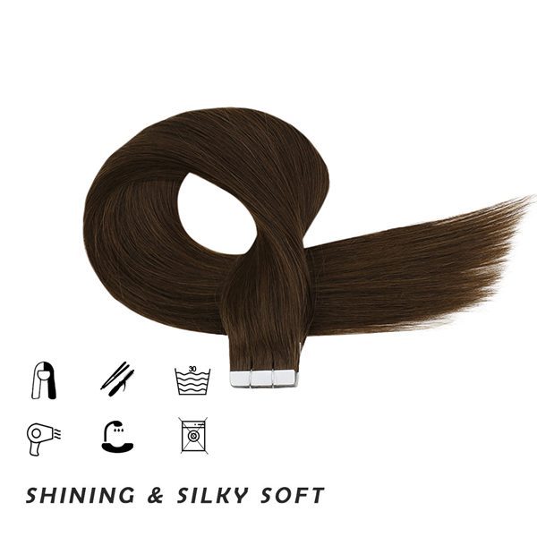 Donors 18"-30" Tape in Hair Extensions Darkest Brown Color #2 20pcs/pack