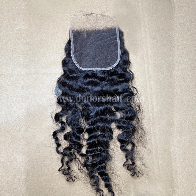 Donors Indian Curly Raw Hair 4x4 HD Lace Closure