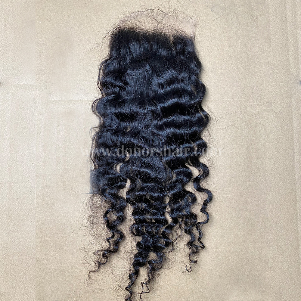 Donors Indian Curly Raw Hair 4x4 HD Lace Closure