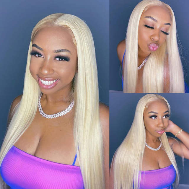 Donors #613 Blonde Color Straight Hair 13x4 Transparent Lace Frontal
