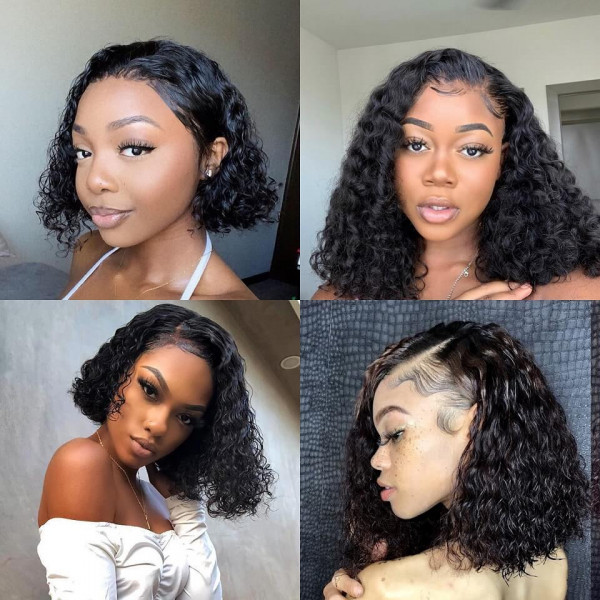 Donors Deep Wave Bob Frontal Transparent Lace Wig