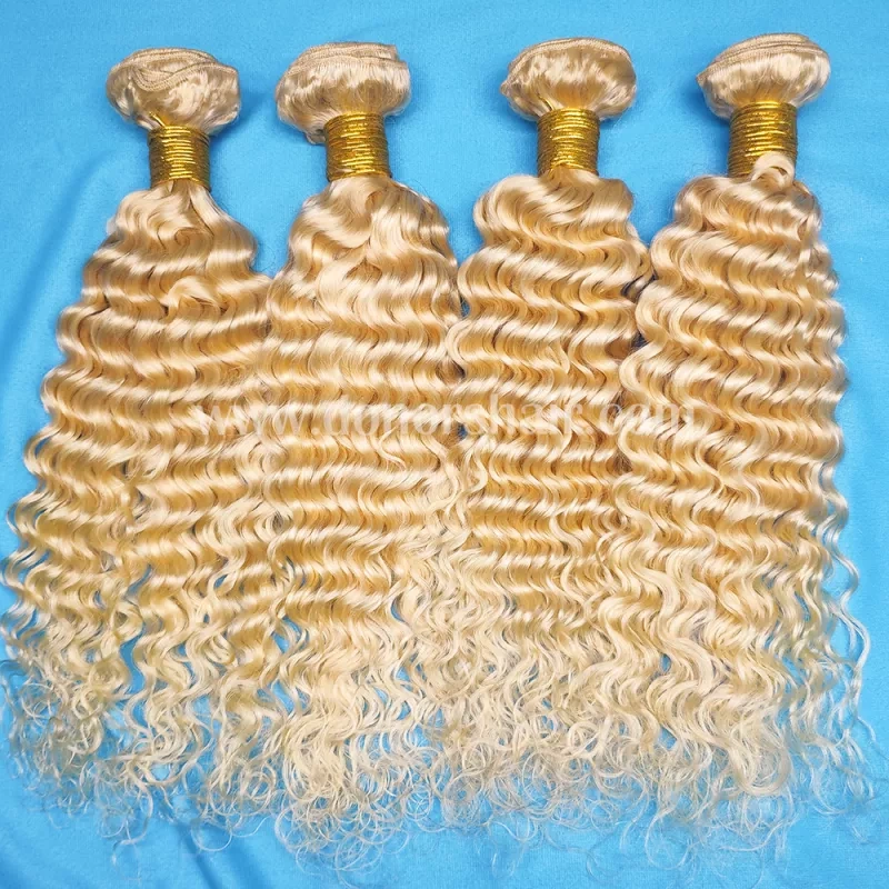 Donors #613 Blonde Color Deep Wave Virgin Hair 3 Bundles Deal