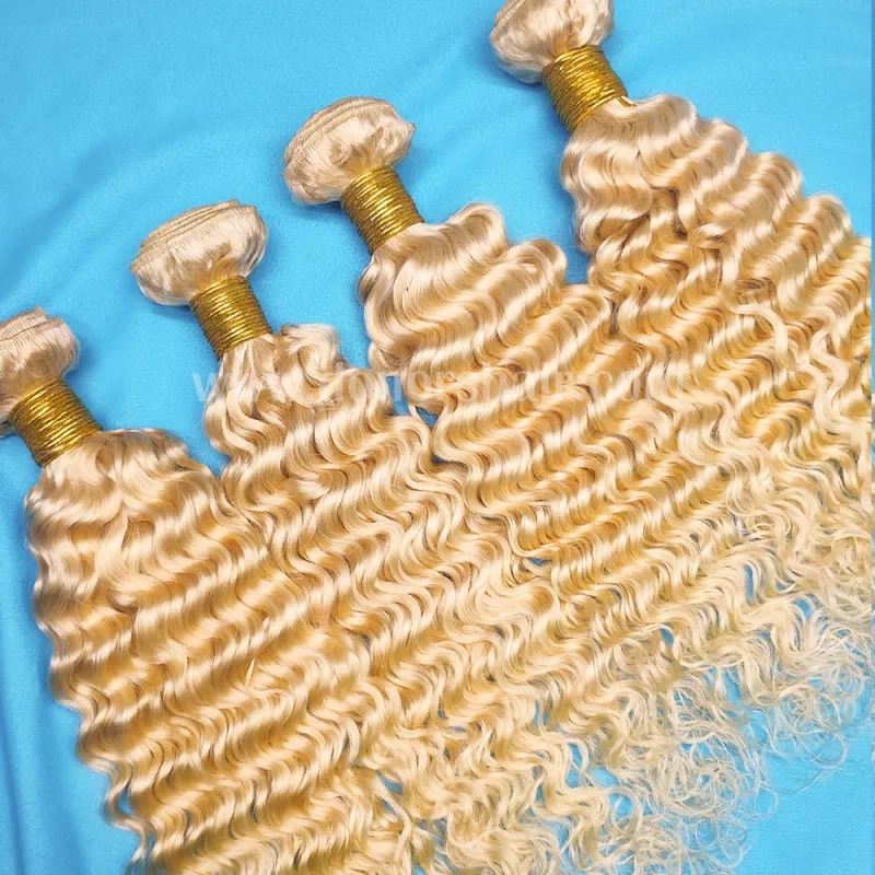 Donors #613 Blonde Color Deep Wave Virgin Hair 3 Bundles Deal