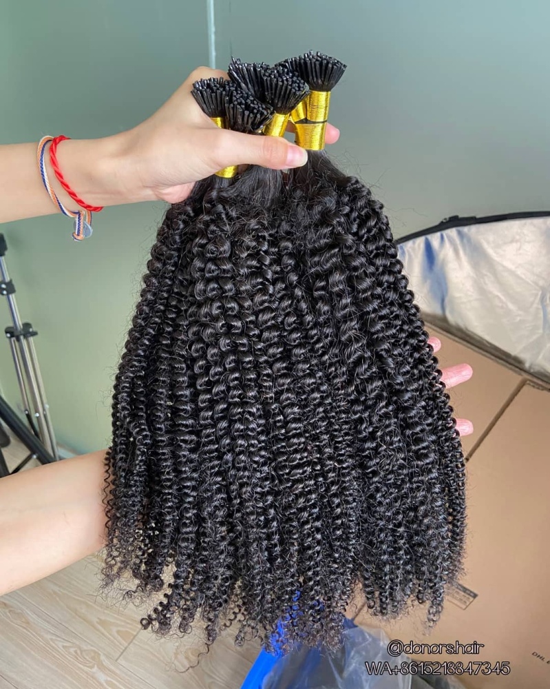 Donors Mink I Tip Kinky Curly Hair Extension100 roots/pack