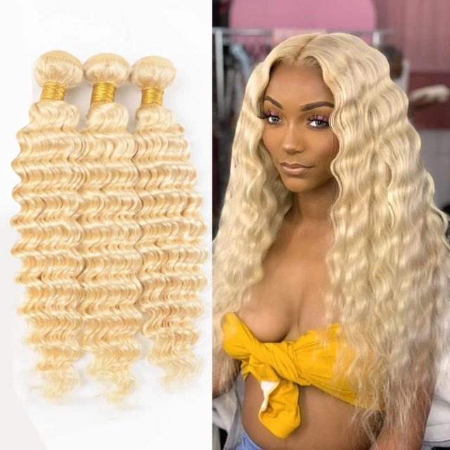 Donors #613 Blonde Color Deep Wave Virgin Hair 3 Bundles Deal