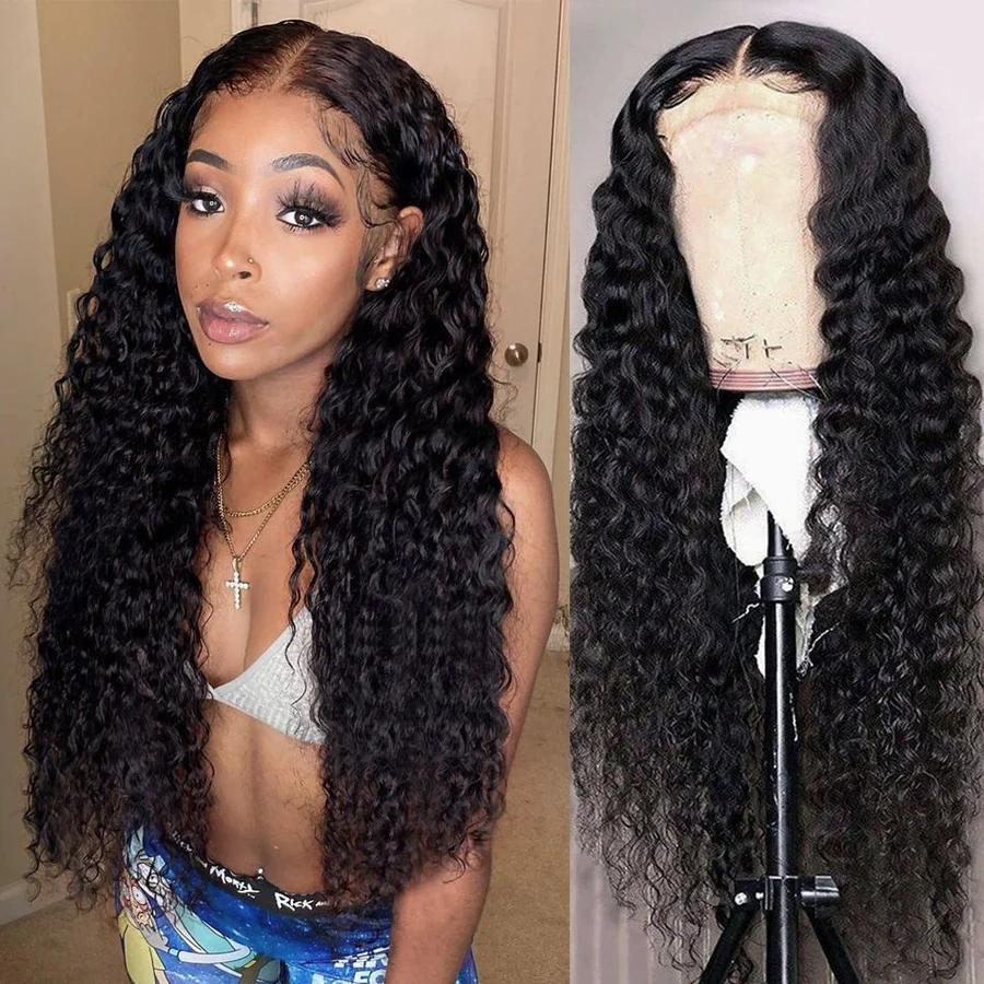 Donors Mink Hair 4x4 Deep Wave Transparent Lace Closure Customize Wig